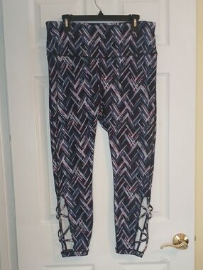 GAIAM Navy & Pink Yoga Chevron Pattern Pants Womens XL